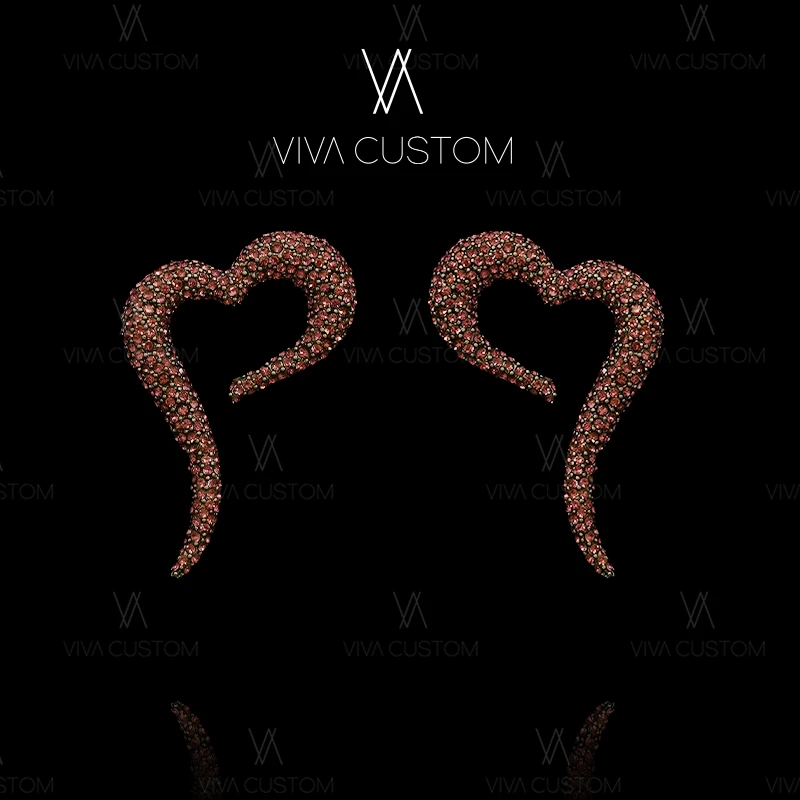 合金合成锆石耳饰 （精工系列）时尚设计感百搭气质心形耳钉