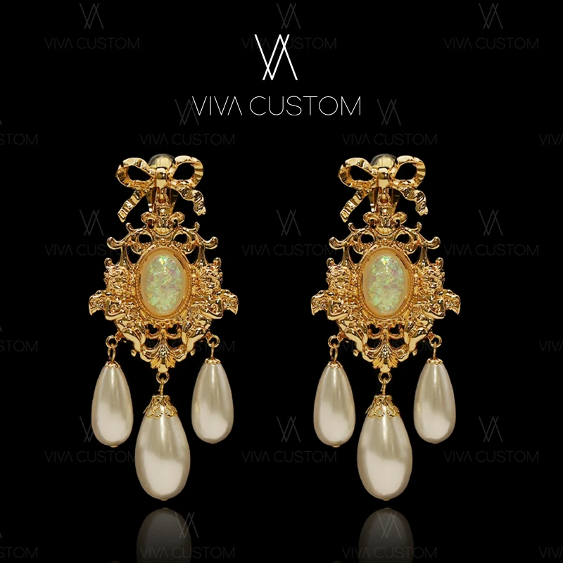 合金仿珍珠耳饰 （精工）欧美中古气质优雅神圣天使之境耳饰M