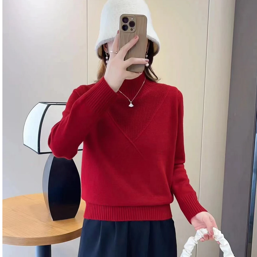 【芊荨精选】2024新款半高领爆款时尚洋气高级感针织衫S133#