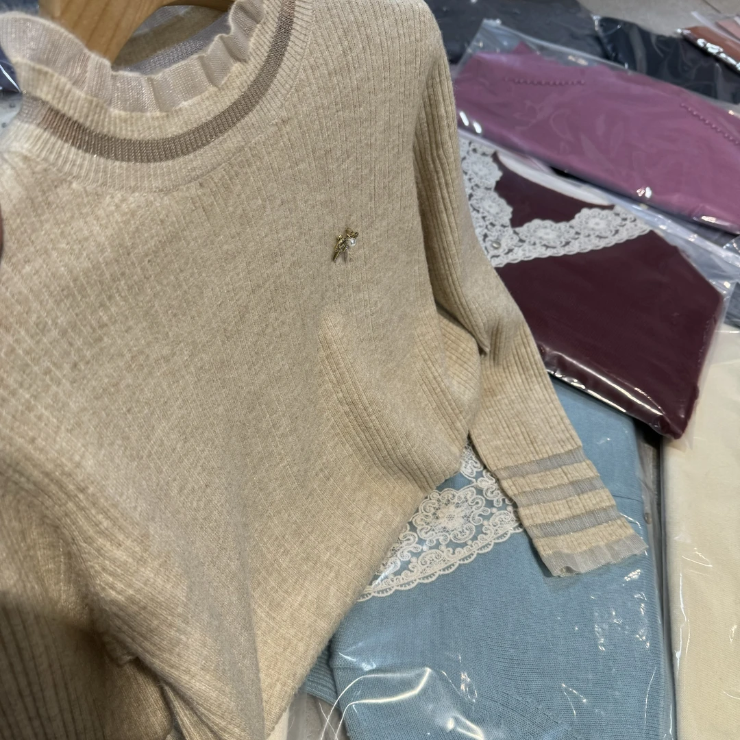 【芊荨精选】2024秋冬气质洋气时尚蕾丝百搭针织衫S339#