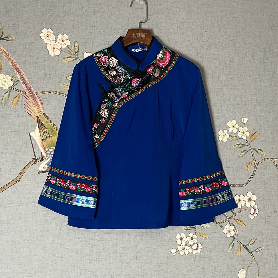 土家妹【工厂特惠】厚款土家族苗族传统民族服9分袖女上衣123705