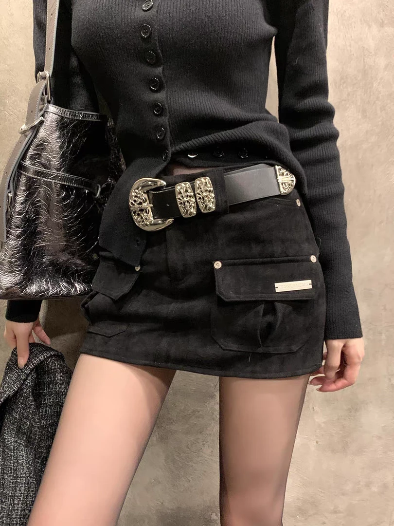 虞书欣同款CH美式百搭辣妹个性金属十字架镂空猫爪腰带iins风皮带