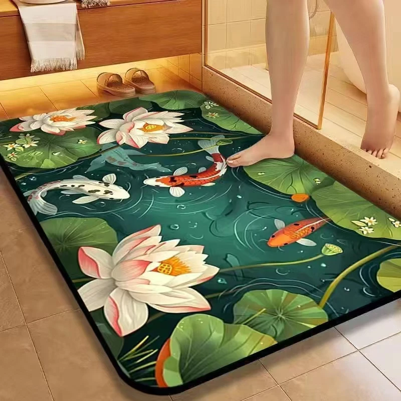 荷花软硅藻地垫入户门垫子地垫大面积门口入户门垫防滑耐磨门垫