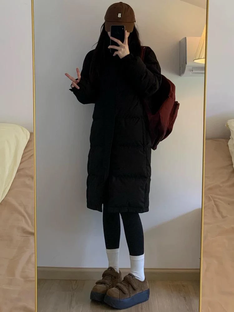 小个子中长款中戏羽绒服男女加厚2024冬季新款情侣外套明星同款