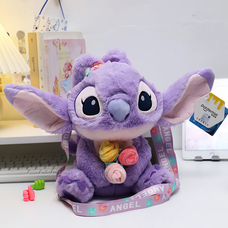 正版迪士尼史迪奇薰衣草安琪公仔包玩偶史迪奇女友毛绒玩具玩偶包