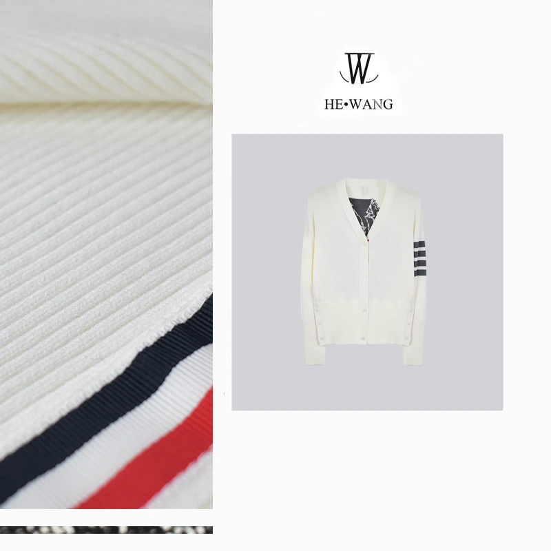 HW 秋季上衣开衫毛衣针织时尚女士条纹灰色长袖休闲-00181