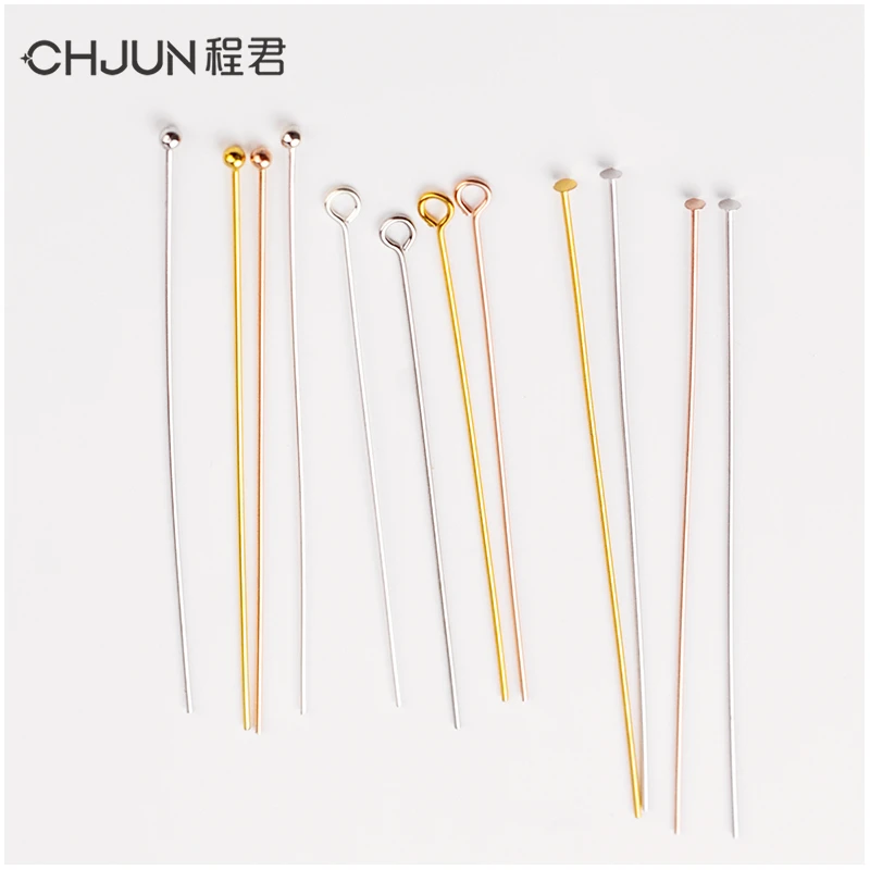 925银银制品 9针T字针DIY配件饰品耳环耳饰手链链接串圆珠平底针