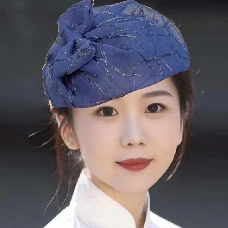 半帽发箍女士宽边洋气礼帽复古气质头箍遮前额白发帽神器薄款发卡