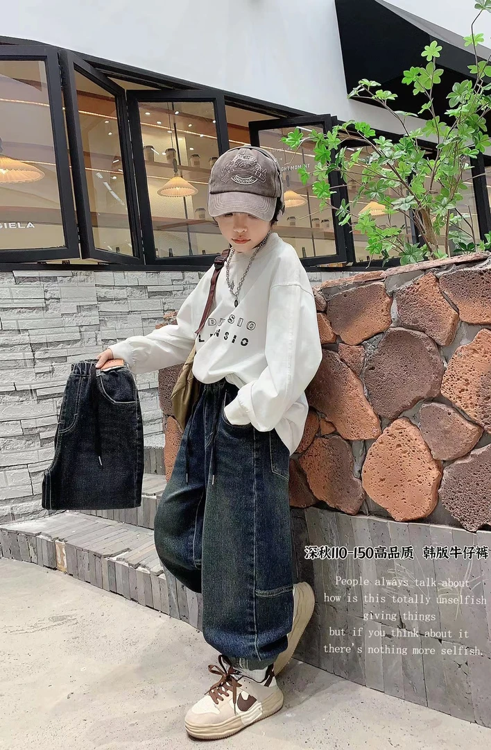 秋冬时尚百搭牛仔老爹裤春秋