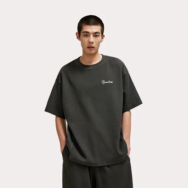 【无语不方】华夫格分割拼接短袖T恤针织打底衫宽松休闲短袖夏半袖