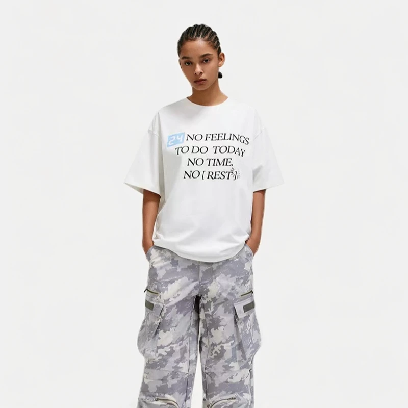 BONELESS标语LOGO排版短袖速干凉感T恤宽松百搭美式半袖打底衫夏