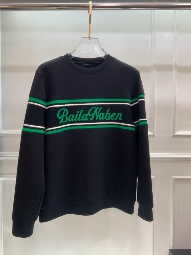 时尚重工刺绣版男士卫衣黑色潮流百搭休闲