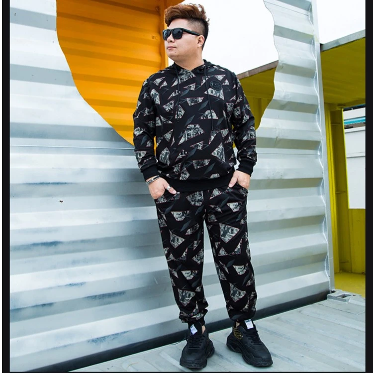 KuanMa/宽码休闲时尚加肥加大春秋套装宽松长袖大码透气弹力薄款