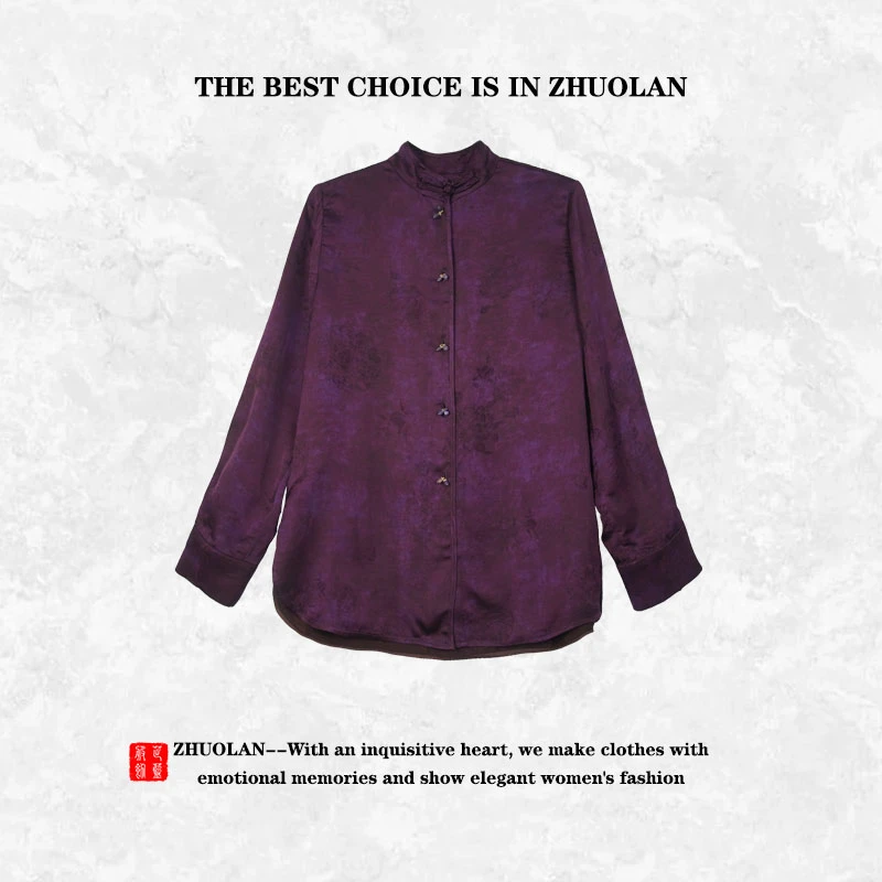 3323-3提花衬衫女士气质百搭时尚立领休闲新中式立领衬衫