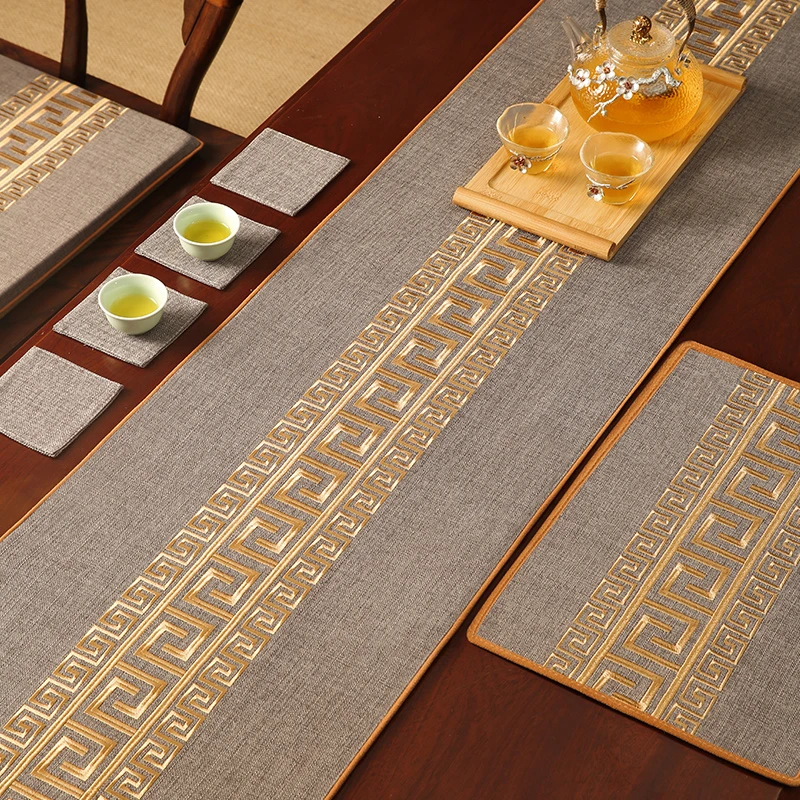 桌旗中式禅意新中式防水茶席茶桌布茶台布艺长条茶几垫布茶旗定制