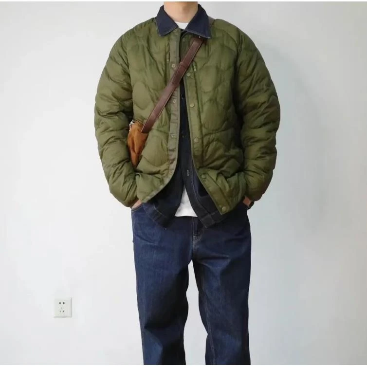 联名款男女日系复古秋冬纯色圆领轻量保暖羽绒服情侣外套 019