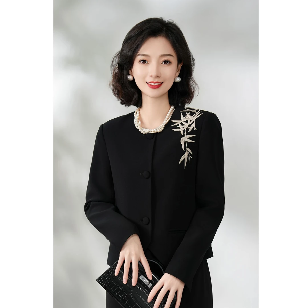 西子/【金竹】三醋酸国风新中式刺绣竹叶小香风外套/WTLL044