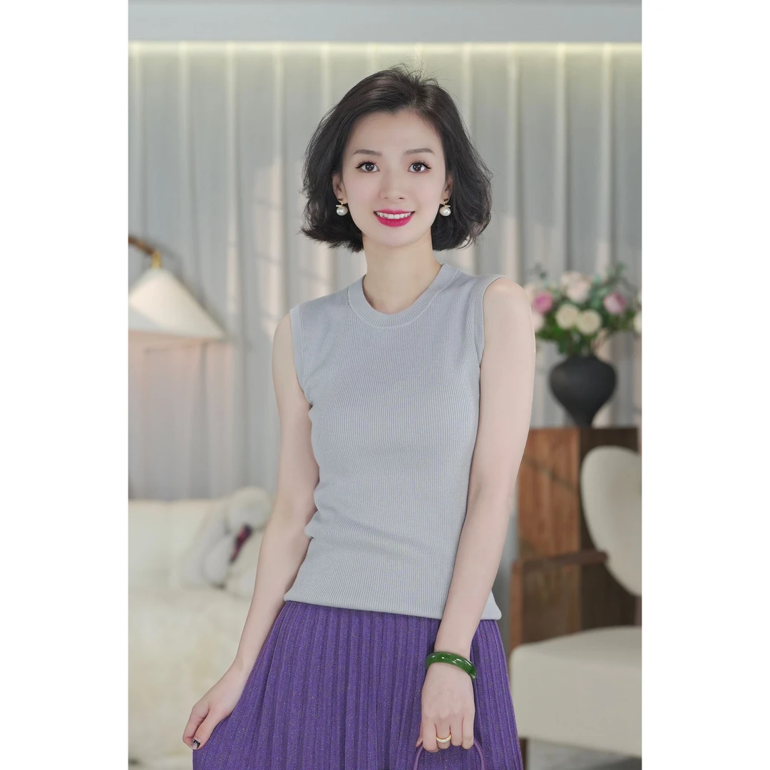 西子/【多巴胺】无袖羊毛修身吊带针织上衣打底内搭背心/MJXML001