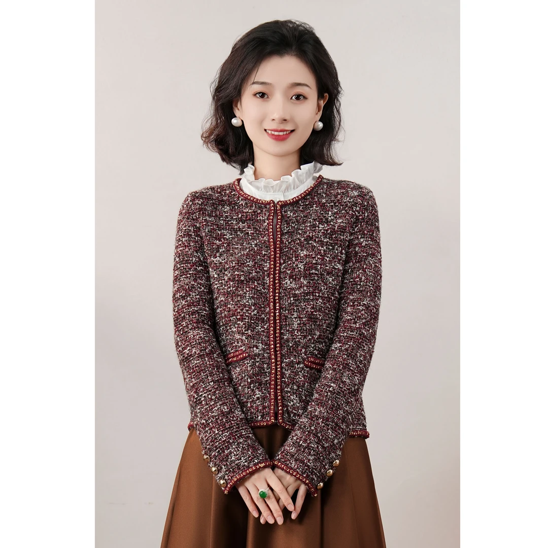 西子/【财阀千金】金丝羊毛棉纱针织小香风外套开衫/MSCY144