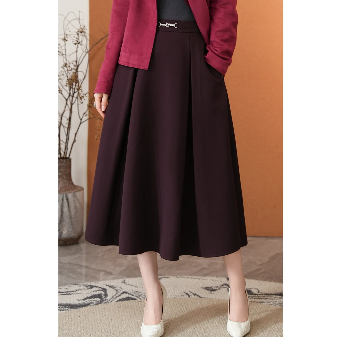 西子/【微醺】精纺羊毛垂感A字半身裙大摆裙高腰显瘦伞裙/BQCY199