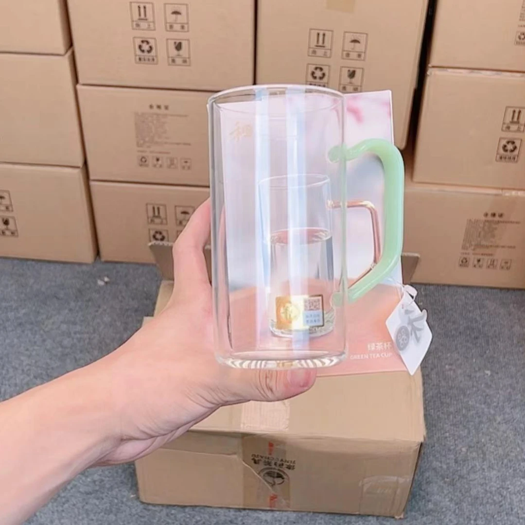 长泓茶器/家用绿茶杯喝茶杯透明创意高档喝茶杯耐热高硼硅玻璃杯
