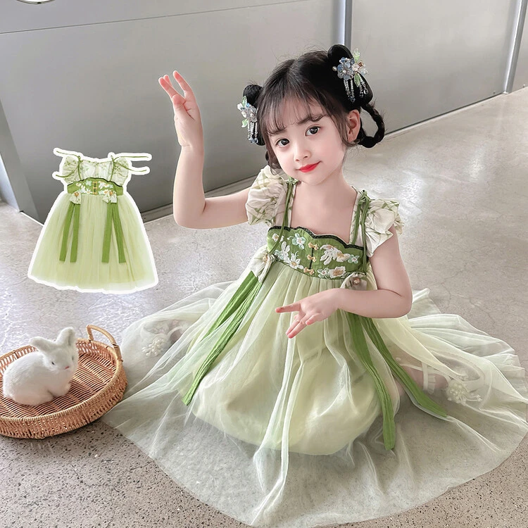 服装夏季汉服女童夏款宝宝古装连衣裙古风襦裙女宝中国风裙子女孩