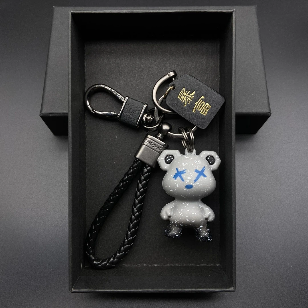 卡通潮流渐变小熊钥匙扣男女情侣立体公仔汽车钥匙链书包挂件礼品