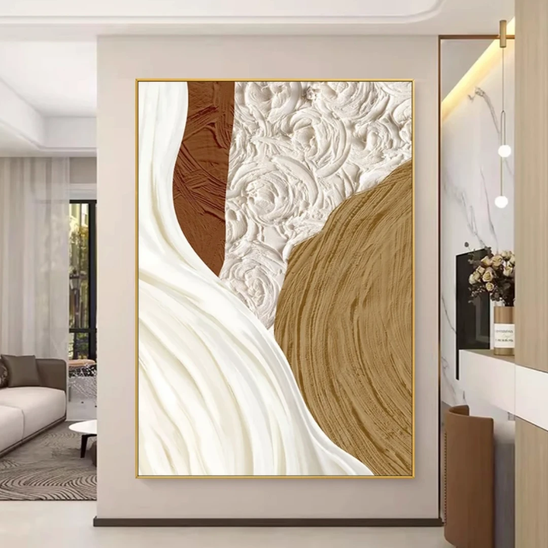 80*120现代轻奢砂岩创意抽象油画，现代艺术装饰画