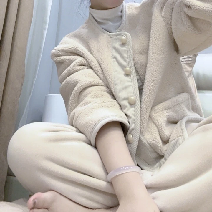 【盼盼精选】颗粒绒睡衣休闲家居两件套冬季保暖套装