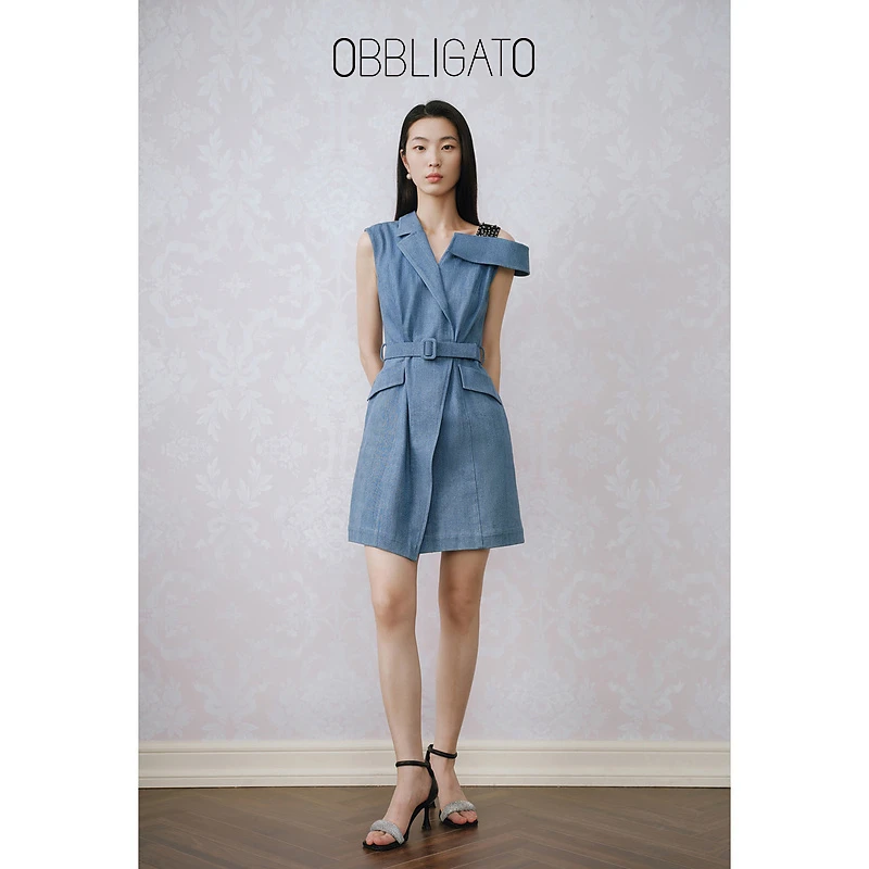 OBBLIGATO奥丽嘉朵  夏季1C63205340专选不对称气质连衣裙
