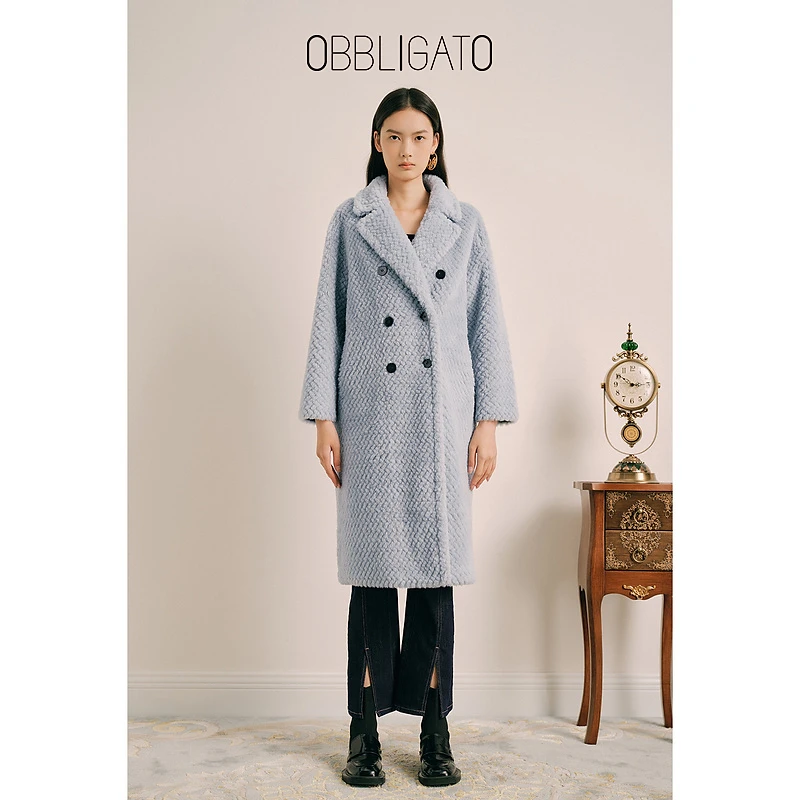 OBBLIGATO奥丽嘉朵 秋季1C63380160专选波浪纹羊毛大衣