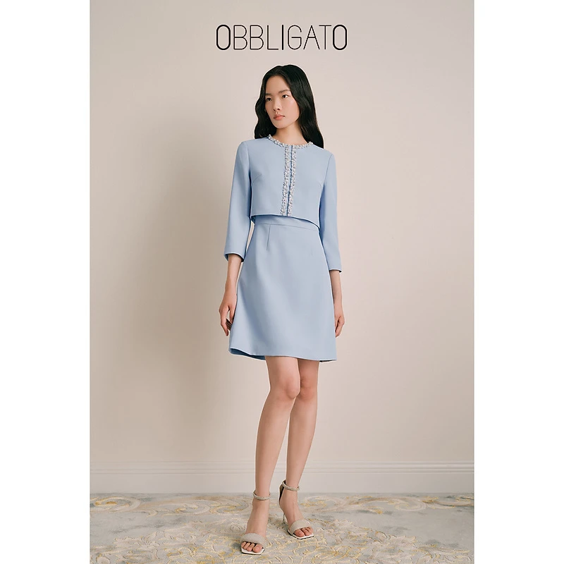 OBBLIGATO奥丽嘉朵  秋季1C63305010专选珠钻气质连衣裙