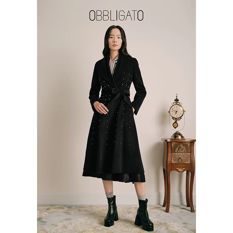 OBBLIGATO奥丽嘉朵 秋季1C63380010专选重工钉钻羊毛大衣