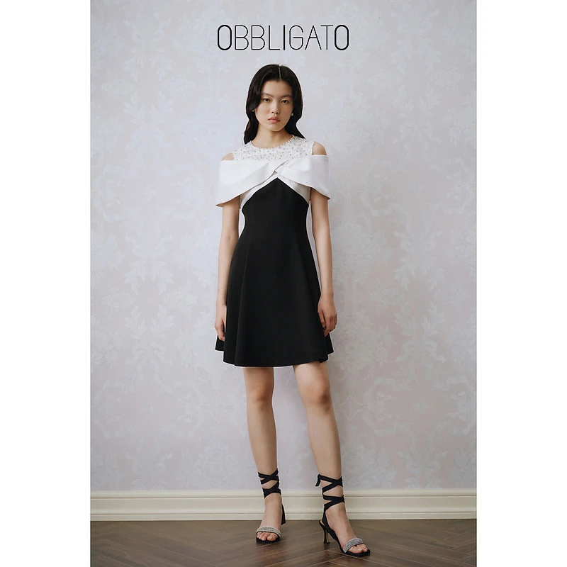 OBBLIGATO奥丽嘉朵夏季1C33205040拼接气质连衣裙