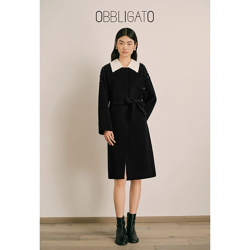 OBBLIGATO奥丽嘉朵1C64580040专选冬季绵羊毛羊绒大衣