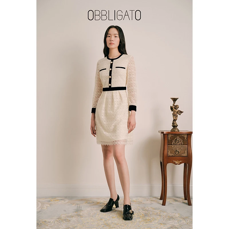 OBBLIGATO奥丽嘉朵  秋季1C63305340专选小香风网纱连衣裙