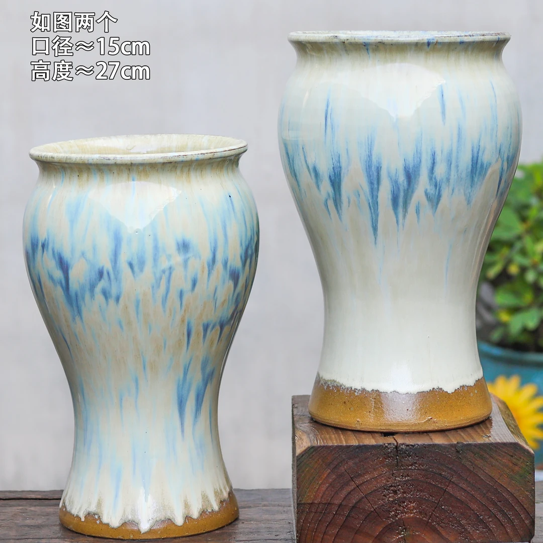 多肉绿植飘枝美人鱼高筒花盆玉坠悬崖粗陶创意复古透气植物陶瓷罐