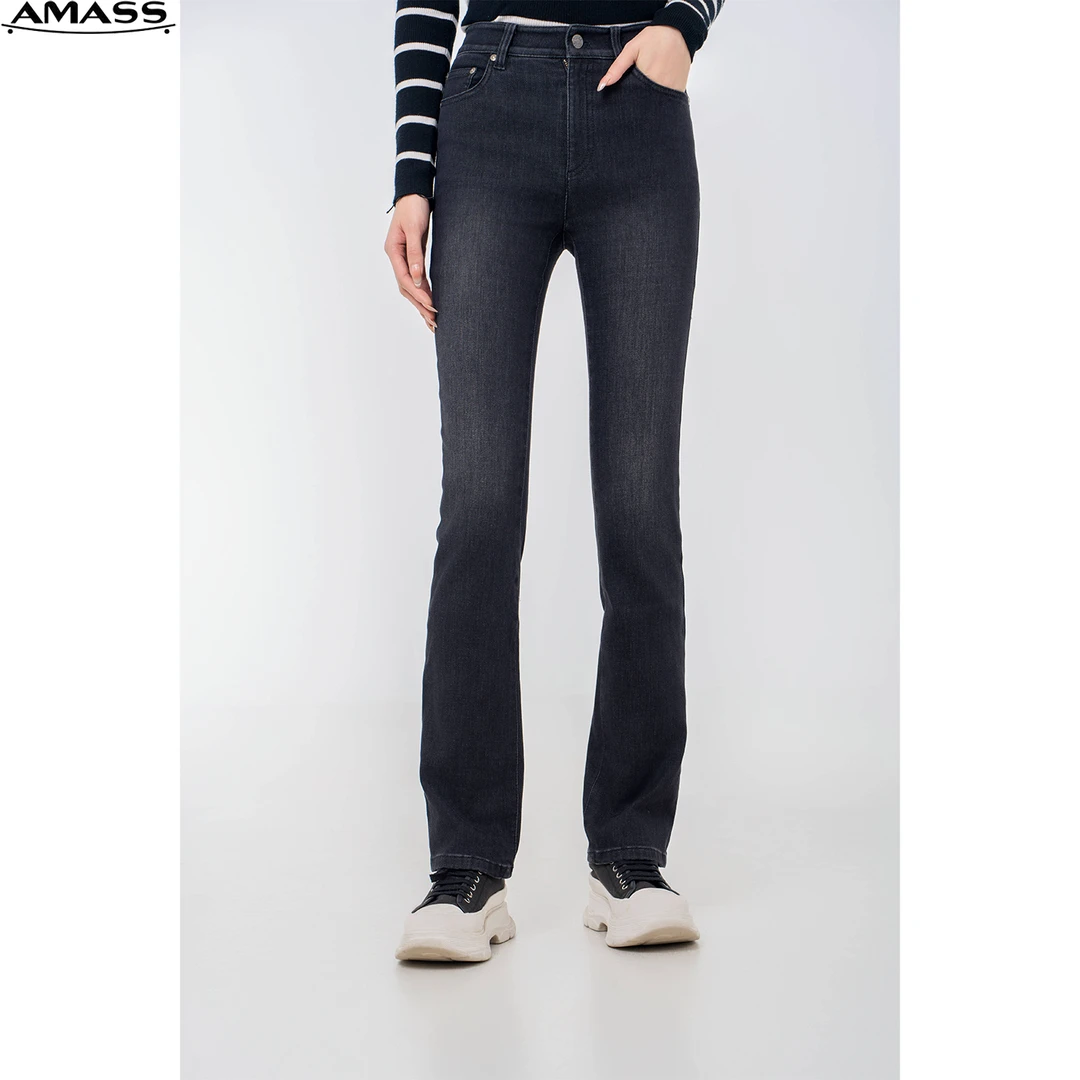 AMASS/阿玛施热感力显瘦高腰窄版牛仔裤外穿弹力休闲女装 5100481