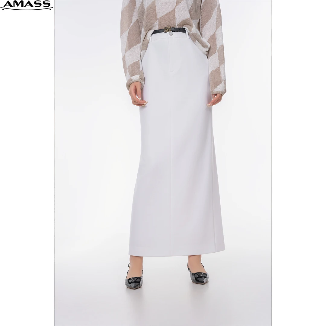 AMASS/阿玛施春夏气质百搭优雅轻职风高腰直筒长款半身裙 5200472