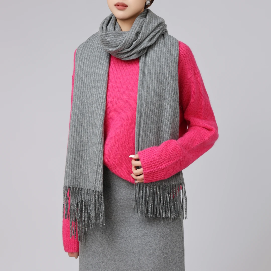 AMASS/阿玛施新款秋冬百搭氛围感流苏围巾复古保暖时尚 5800047