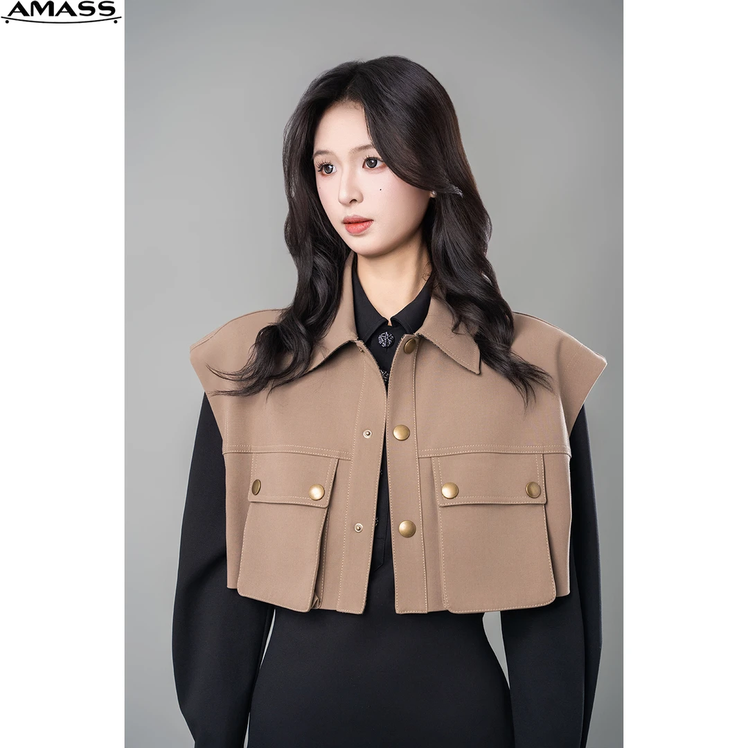 AMASS/阿玛施夏季新款双口袋工装个性高腰黑色短款马甲女 5400706