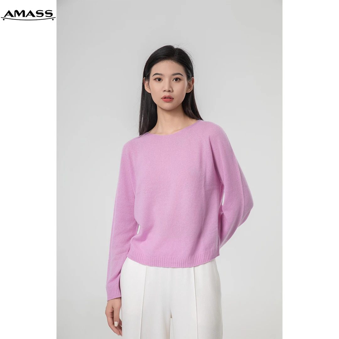 AMASS/阿玛施秋冬纯色质感简约百搭圆领套头长袖针织衫女 5399653