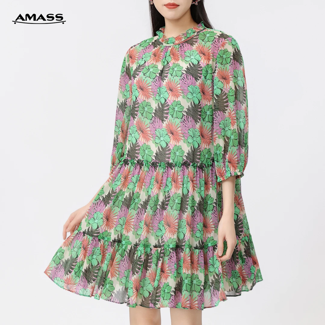AMASS/阿玛施春夏新款时尚气质度假风显瘦碎花宽松连衣裙 5500443