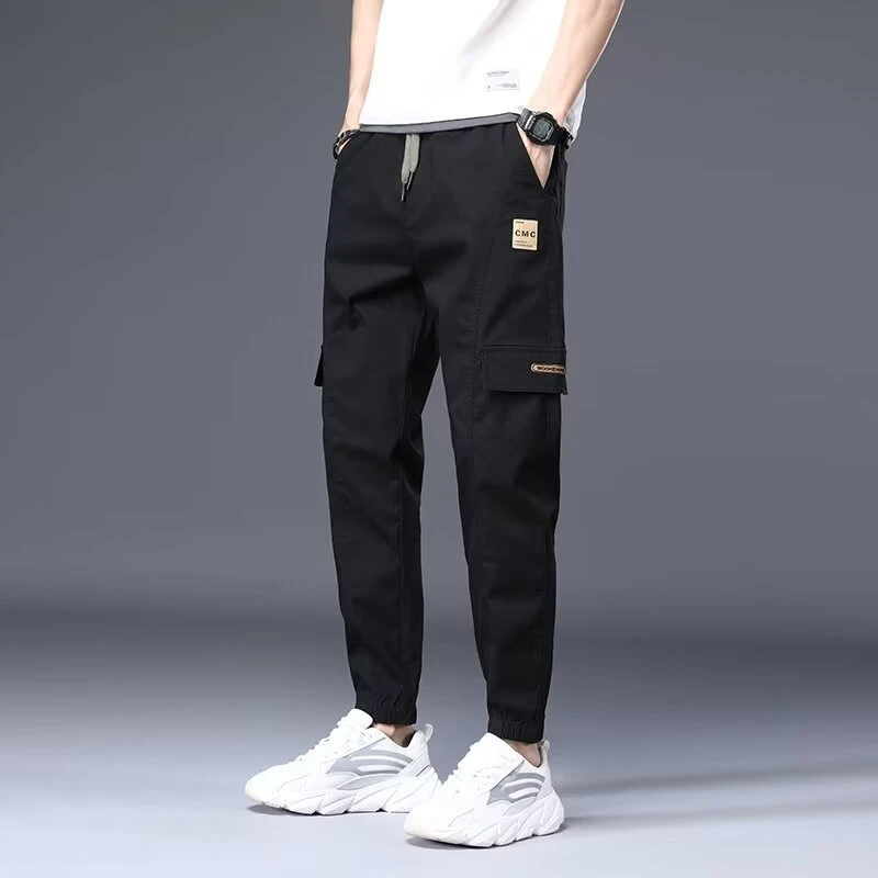 男士潮牌裤子港风个性束脚裤简约潮流运动休闲帅气哈伦长裤子男装