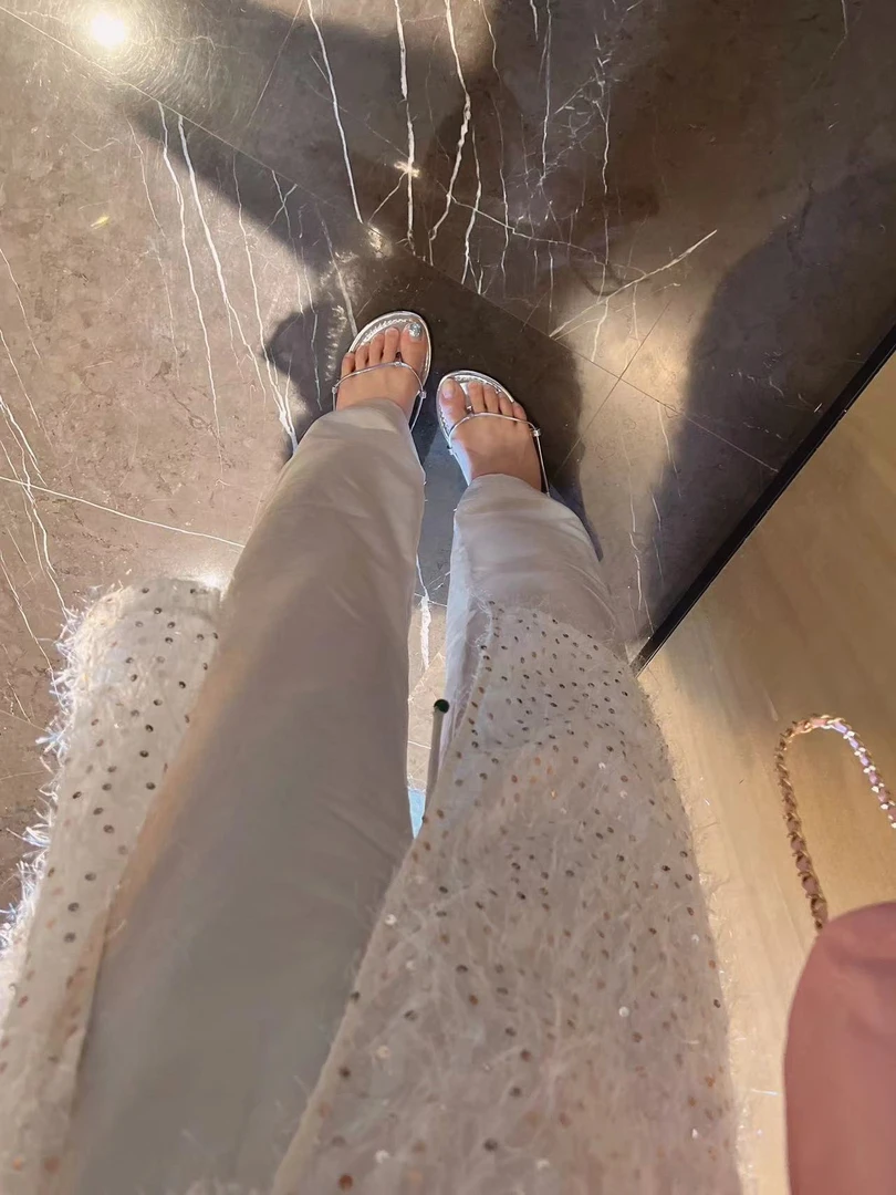 xxxwxz王希之  香槟白褶皱醋酸新中式拖地裤时尚百搭长裤#12613