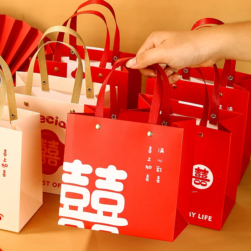 结婚手提袋喜袋糖果礼品空盒包装订婚喜庆伴手礼盒回礼专用礼袋子