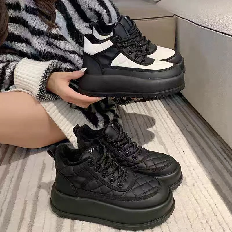 （加绒）冬季新款熊猫鞋时尚棉鞋女厚底休闲板鞋保暖面包鞋  8131