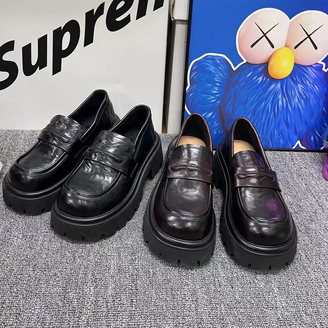 百搭美拉德鞋复古松糕厚底乐福鞋一脚蹬懒人鞋小皮鞋女鞋 032-39