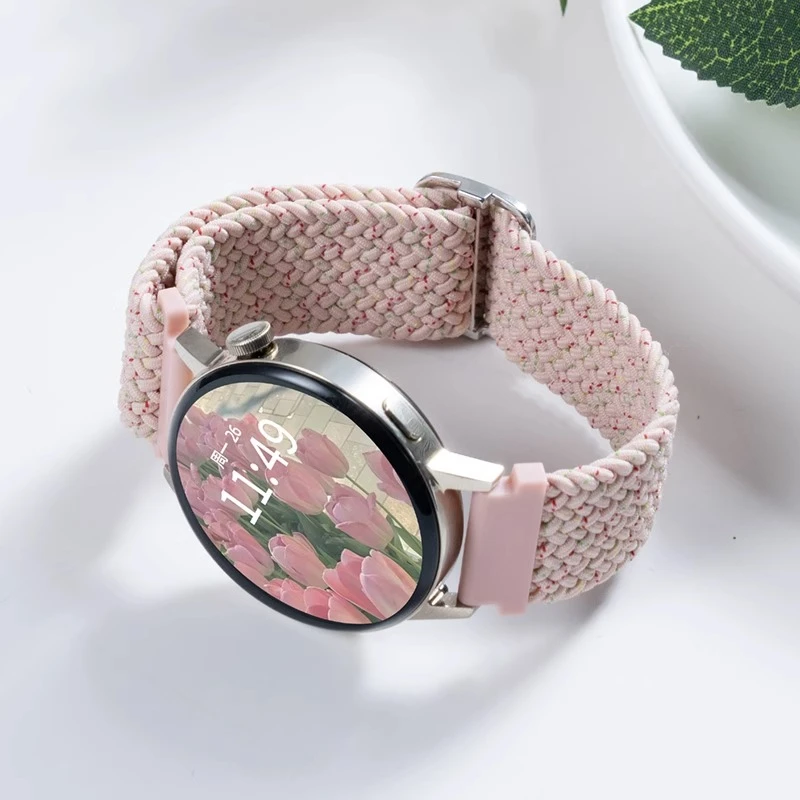 适用华为手表表带gt3编织滑扣表带watch3彩虹腕带运动款buds表带