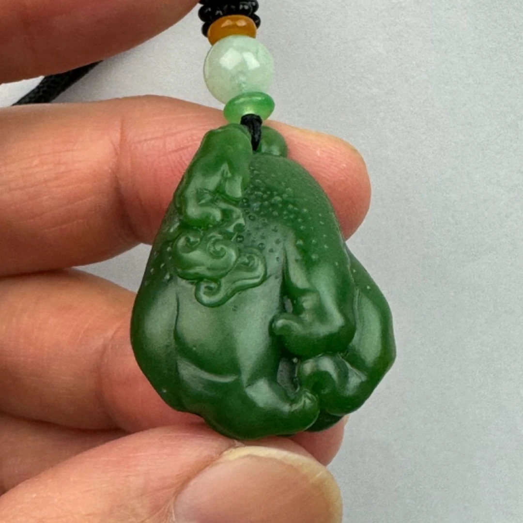 和田玉碧玉佛手挂件